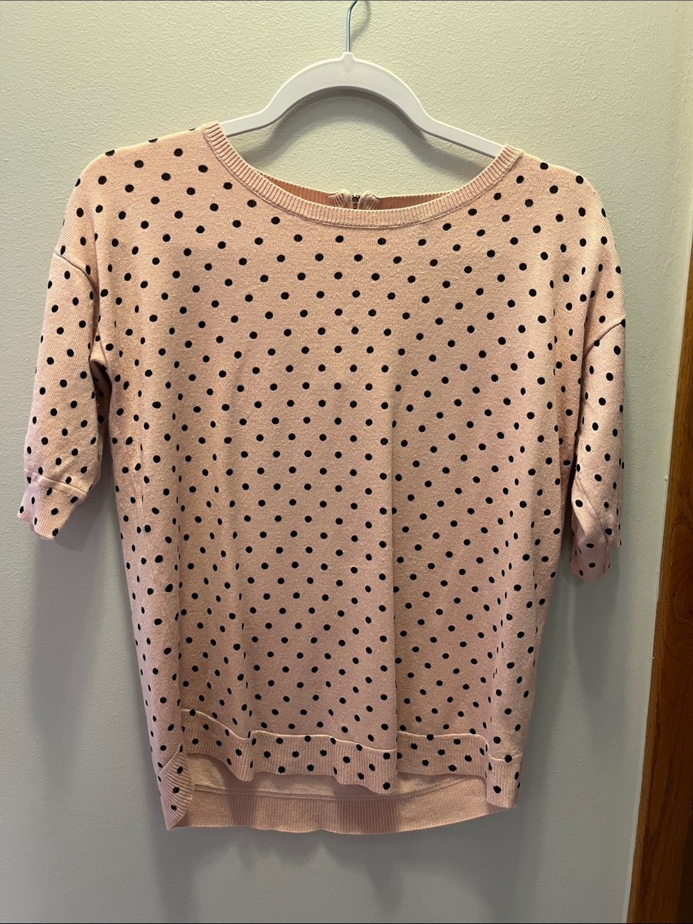 Cable & Gauge Pink Polka Dot Short Sleeve Sweater